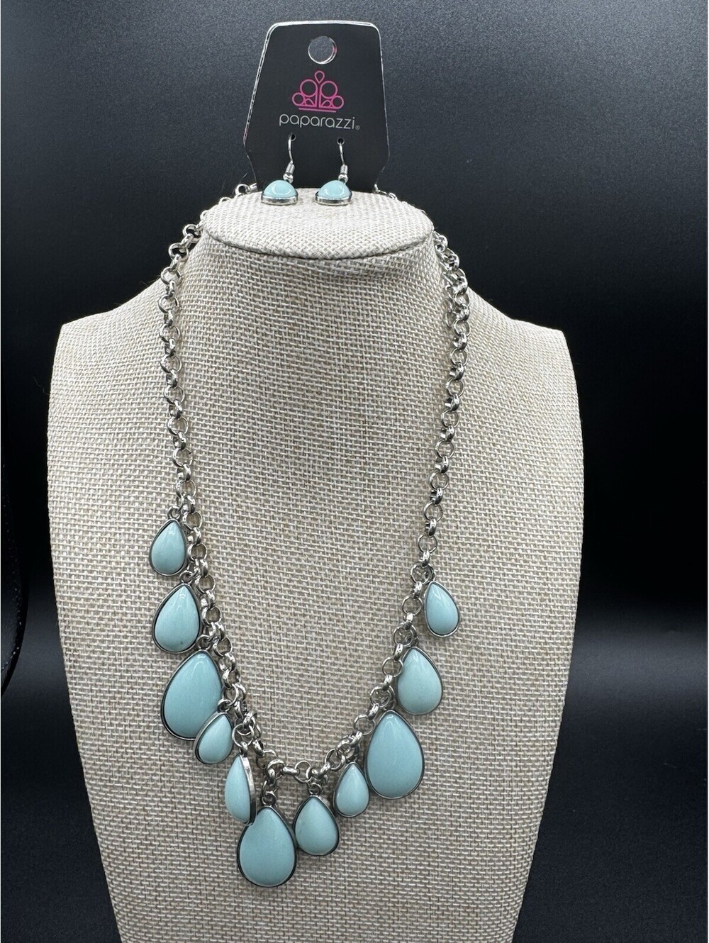 Paparazzi Turquoise Teardrop Statement Necklace Earrings Set NWT Western Boho